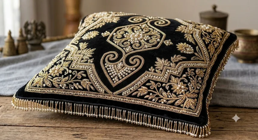 Amazing Cushion Zari work
