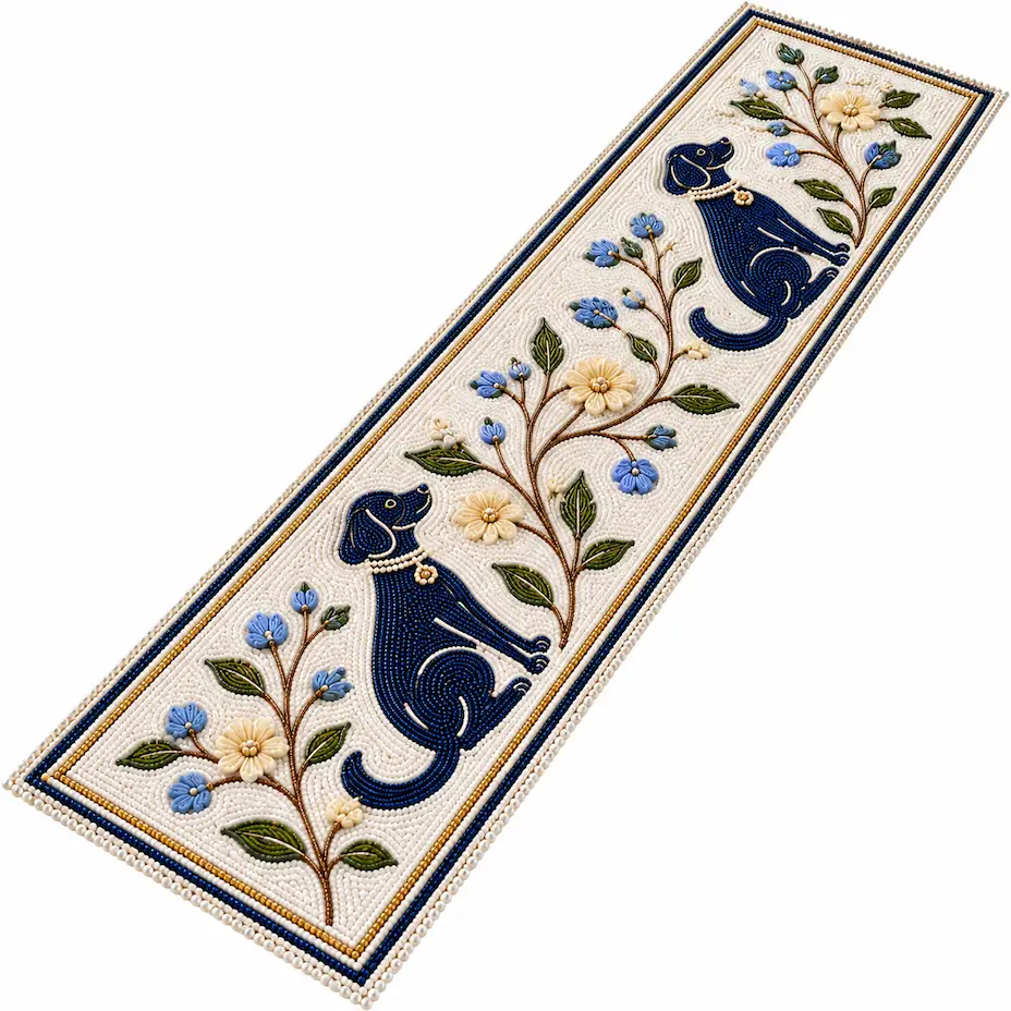Table Runner Zari Hand Work